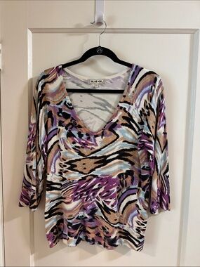 Blue Ice V-Neck 3/4 length Sleeve sweater